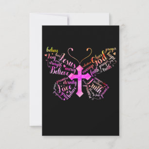 Jesus Love   Jesus Butterfly Christian Cross Faith RSVP Card