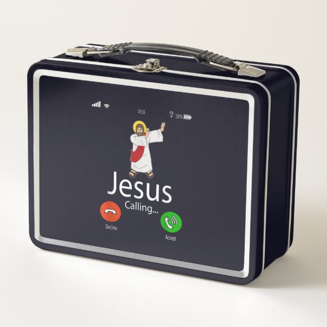 Jesus Love | Jesus Calling...Jesus Phone Christian Metal Lunch Box (Front)