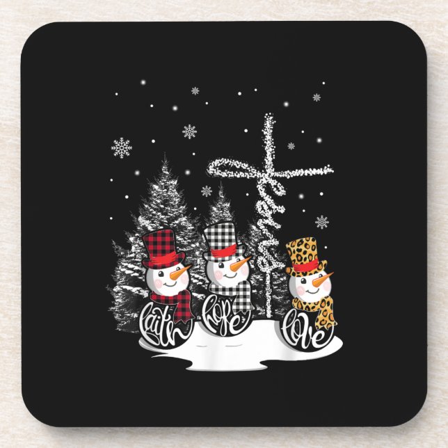 Jesus Love | Jesus Faith Hope Love Snowman Coaster (Front)