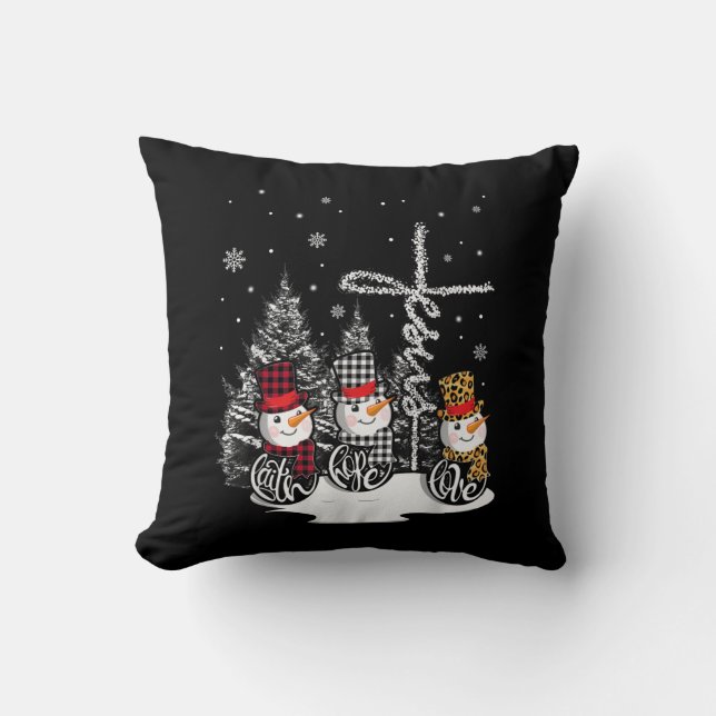 Jesus Love | Jesus Faith Hope Love Snowman Cushion (Front)