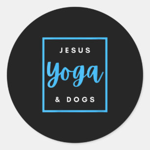 Jesus Love Jesus Yoga And Dog Christian Faith Classic Round Sticker