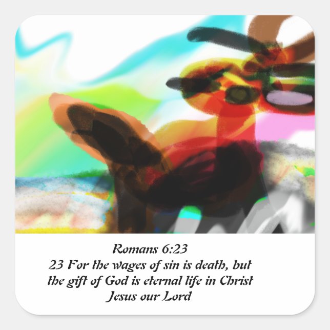 jesus love joy square sticker (Front)
