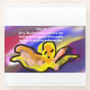 jesus love other  glass coaster