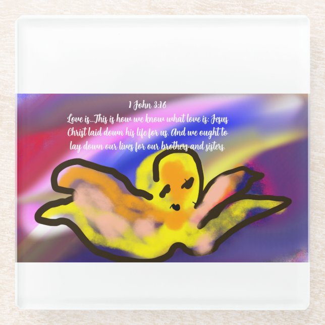 jesus love other  glass coaster (Front)