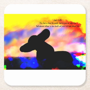 Jesus love square paper coaster