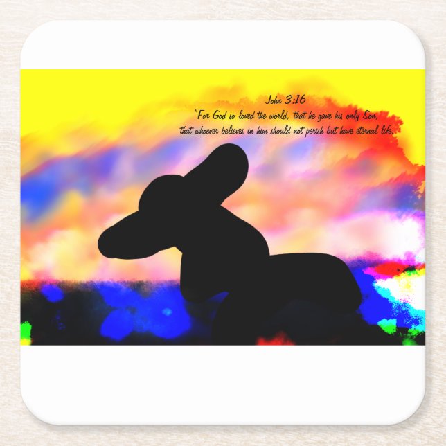 Jesus love  square paper coaster (Front)