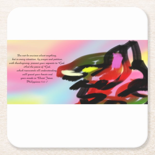Jesus love square paper coaster (Front)