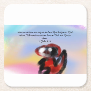 jesus love square paper coaster