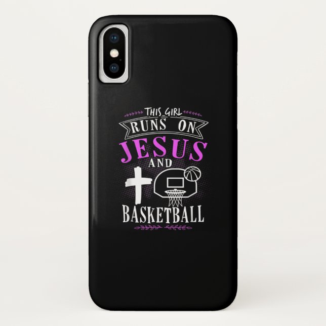 Jesus Love |This Girl Runs On Jesus And Basketball Case-Mate iPhone Case (Back)
