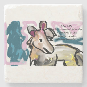 Jesus love us and hope stone coaster