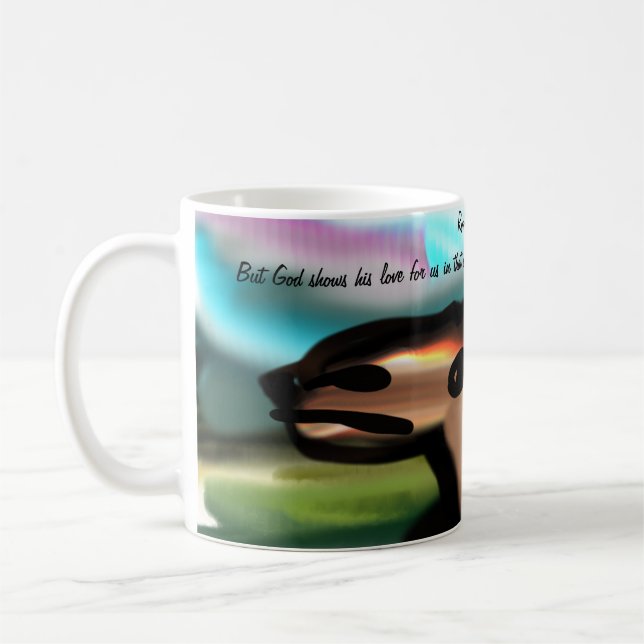 Jesus love us  coffee mug (Left)