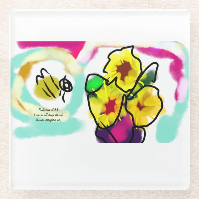 Jesus love us glass coaster (Front)