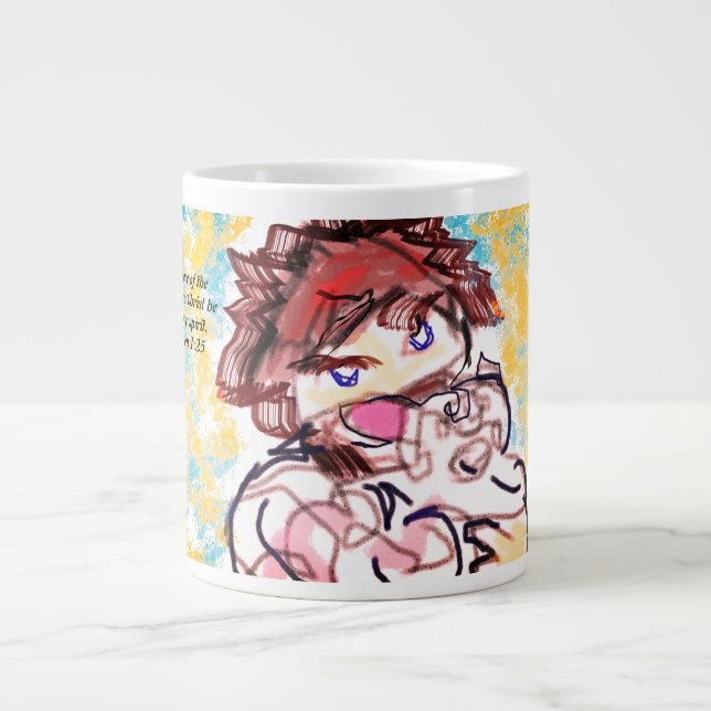 Jesus love us joy large coffee mug (Front)