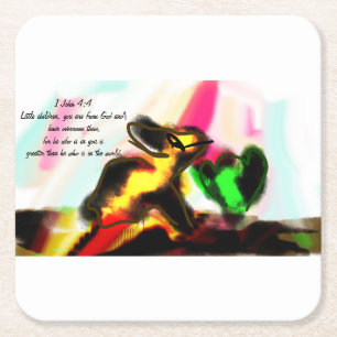 Jesus love us square paper coaster