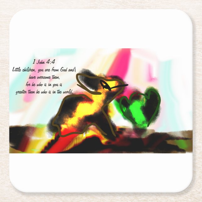 Jesus love us  square paper coaster (Front)