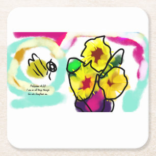 Jesus love us square paper coaster