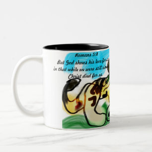 jesus love us Two-Tone coffee mug