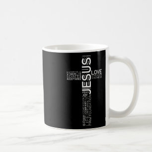 Jesus Love White On Black Christian Cross Design Coffee Mug