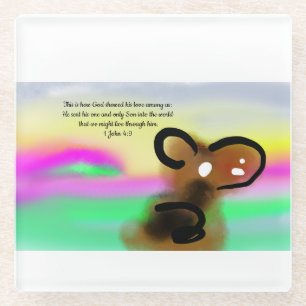 jesus love world glass coaster