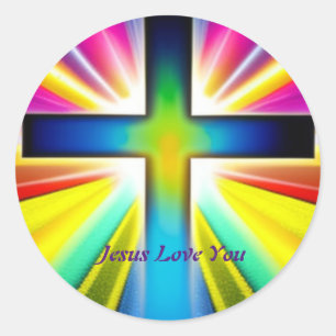 Jesus Love You Cross Classic Round Sticker