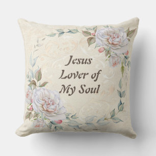 Jesus Lover of my Soul Floral Pillow