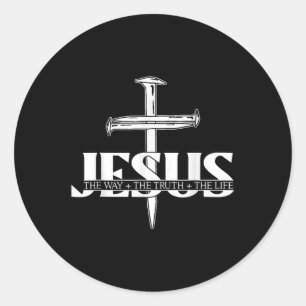 Jesus Lovers Christian Faith Religion Nail Cross  Classic Round Sticker