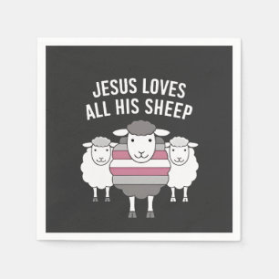 Jesus Loves All His Sheep LGBT Pride Month  Napkin