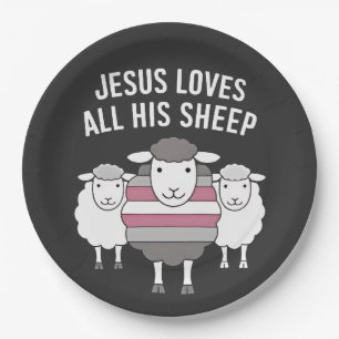 Jesus Loves All His Sheep LGBT Pride Month Paper Plate