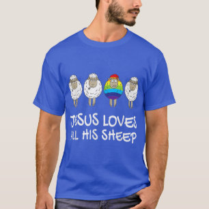 Jesus Loves All His Sheep Rainbow LGBTQ Awareness T-Shirt