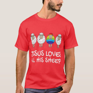 Jesus Loves All His Sheep Rainbow LGBTQ Awareness  T-Shirt