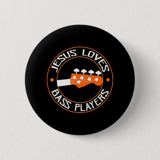 Jesus Loves Bass Players Retro Vintage 6 Cm Round Badge