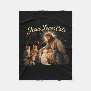 Jesus Loves Cats Christian Cat Lover Jesus Hugs Ca Fleece Blanket
