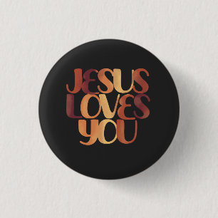Jesus Loves Christian Typography Design 3 Cm Round Badge
