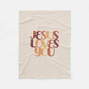 Jesus Loves Christian Typography Design Fleece Blanket