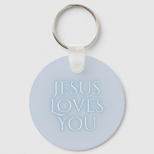 Jesus Loves Christian Typography Design Key Ring