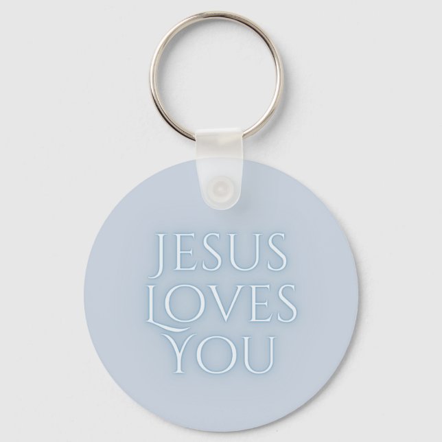 Jesus Loves Christian Typography Design  Key Ring (Front)