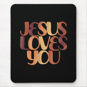 Jesus Loves Christian Typography Design Mouse Pad