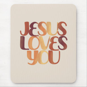 Jesus Loves Christian Typography Design Mouse Pad