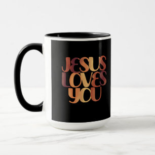 Jesus Loves Christian Typography Design Mug