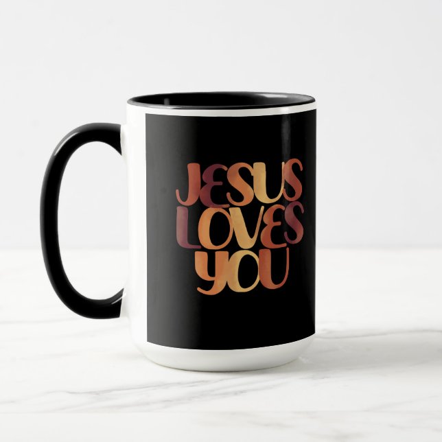 Jesus Loves Christian Typography Design  Mug (Left)