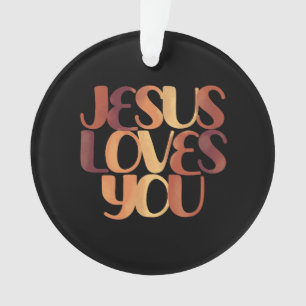 Jesus Loves Christian Typography Design  Ornament