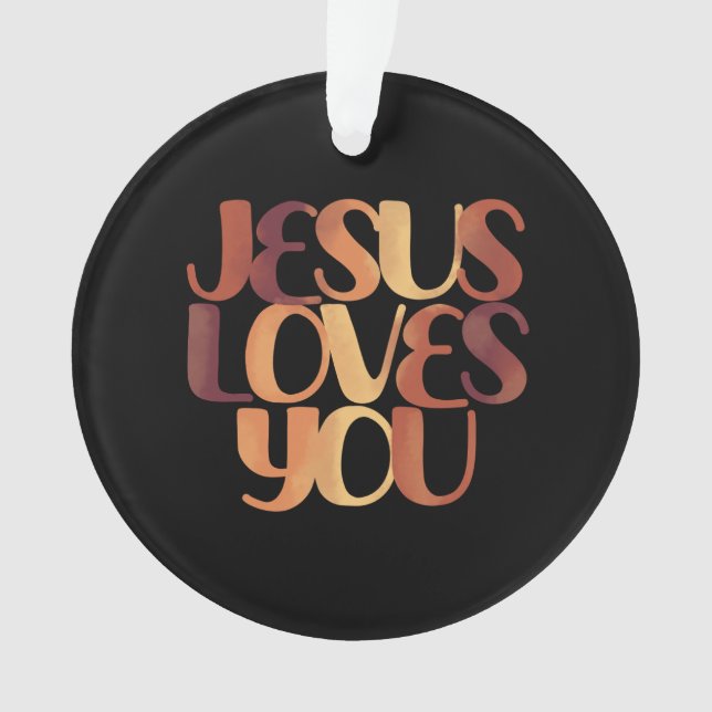 Jesus Loves Christian Typography Design  Ornament (Front)