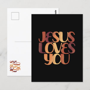 Jesus Loves Christian Typography Design Postcard