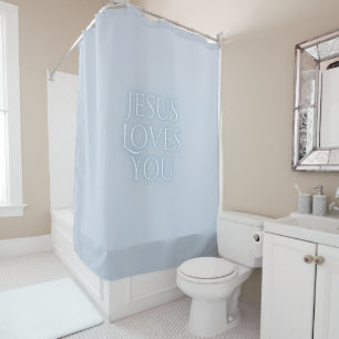 Jesus Loves Christian Typography Design Shower Curtain