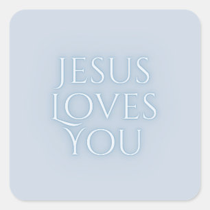 Jesus Loves Christian Typography Design Square Sticker
