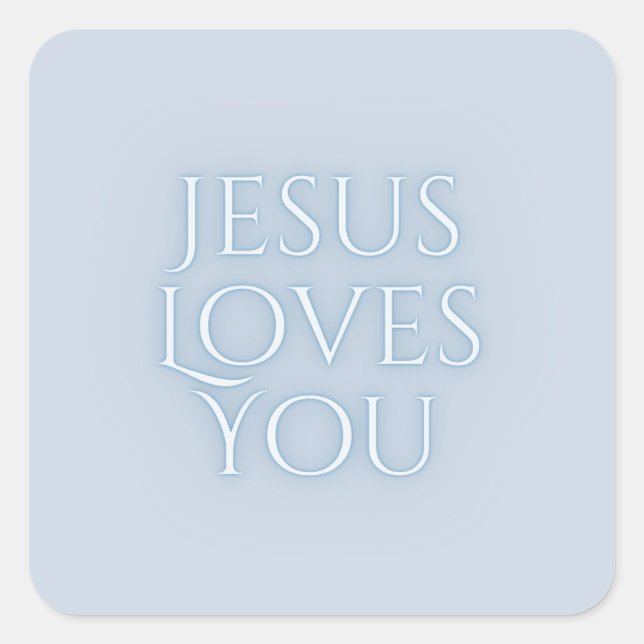Jesus Loves Christian Typography Design  Square Sticker (Front)
