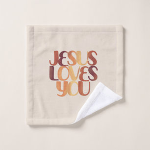 Jesus Loves Christian Typography Design  Wash Cloth