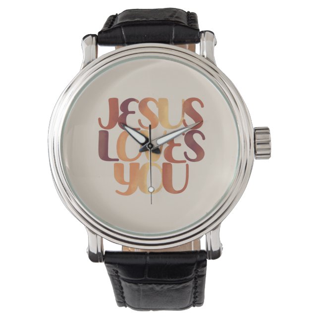 Jesus Loves Christian Typography Design  Watch (Front)