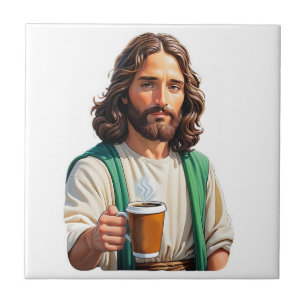 Jesus Loves Coffee Long Ceramic Tile