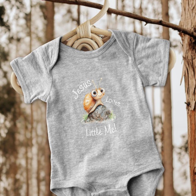 Jesus Loves Little Me Cute Big Eyes Snail Boy Girl Baby Bodysuit (Creator Uploaded)